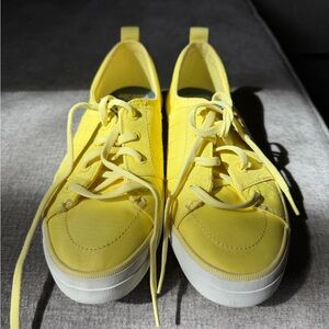 Sperry Yellow Canvas Lace-Up Sneakers with White Sole
